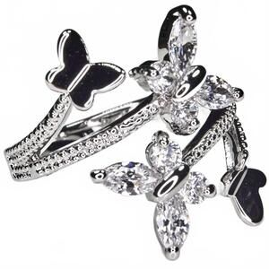 NEW FAIRE butterfly rhodium plated ring in silver